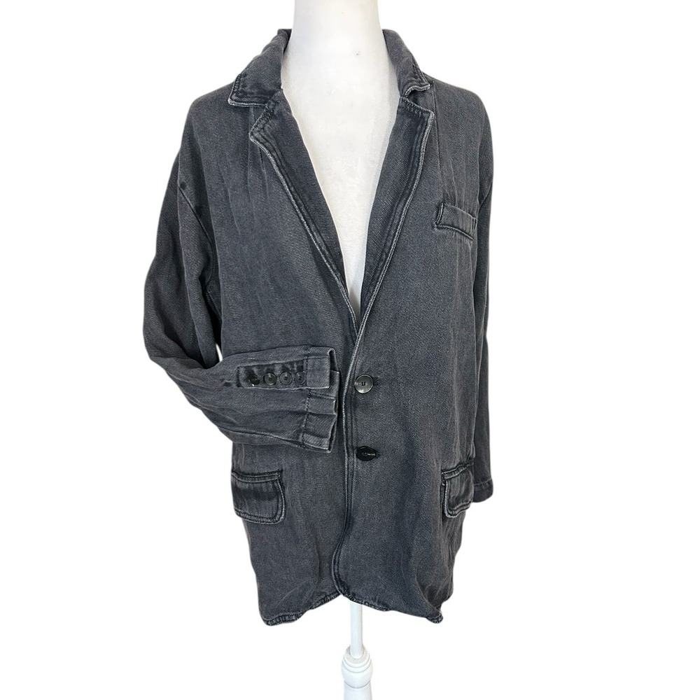 Zara Black Denim Blazer Womans Sz M